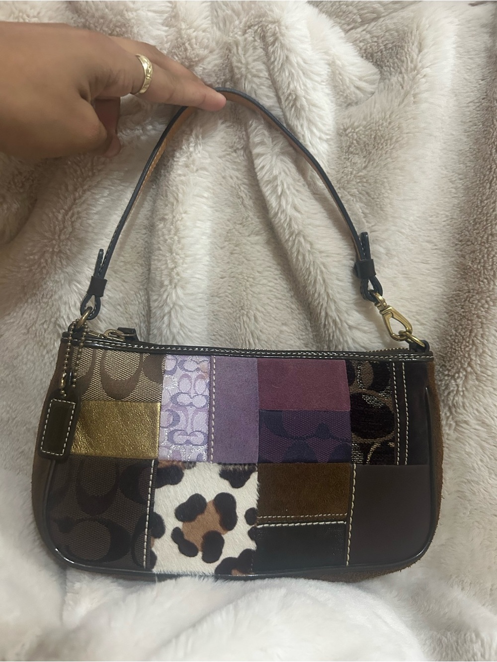 Coach Y2K Purple Patchwork Demi ShoulderBag 7071